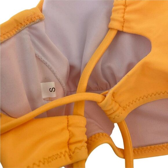 Orange Ladder Front Bikini Top Laced Back Womens Size Small Swimwear V Neck Swim - Picture 4 of 4